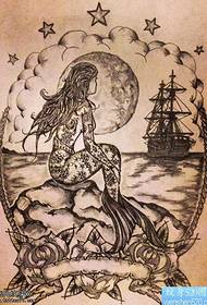 manuscript mermaid tattoo pattern
