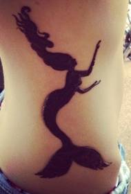 side rib black mermaid silhouette tattoo pattern