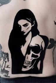 Donker zwarte set van 9 creatieve schedel tattoo-ontwerpen om van te genieten