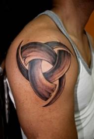 boy's arm on black gray point thorn abstract line symbol tattoo picture