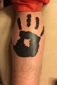 boys calf on black abstract lines creative palm print tattoo pictures