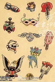 a set of stylish colorful manuscript tattoo designs