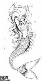 Manuscript Mermaid Tattoo Pattern