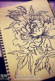 zwart grijs pioen bloem tattoo manuscript patroon