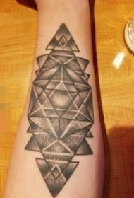 boys calf on black gray pricking tips geometric elements triangle tattoo pictures