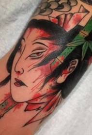 un insieme di immagini colorate del tatuaggio del tatuaggio di stile giapponese