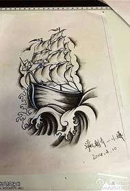 black gray sailing tattoo manuscript picture