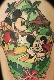 a group of simple personalized line tattoos with childhood memories, Mickey Mouse tattoo pattern