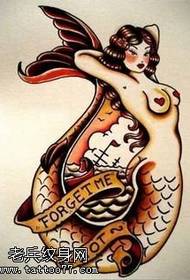 manuscrito patrón de tatuaje de sirena caliente
