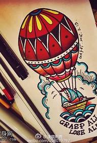 彩色熱氣球手稿紋身圖案