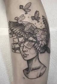 un conjunto muy creativo de interesantes tatuajes con ilustraciones en negro y gris