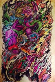 Krāsots Dragon King Totem tetovējuma raksts