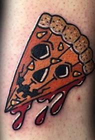old style style colored pizza sliced monster tattoo
