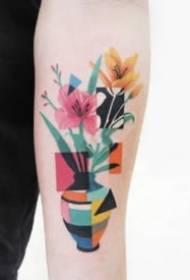 imágenes de tatuajes creativos de costura en bloque de color