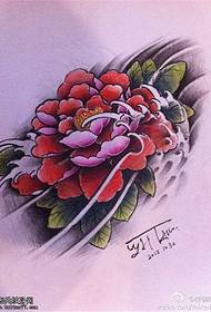 farge kinesisk maleri peony flower tattoo manuskriptmønster