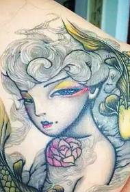 half-back color Pisces eyebrow totem tattoo