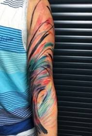 chłopcy ramię malowane akwarela abstrakcyjne linie kreatywne tatuaż zdjęcia