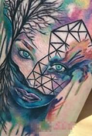 boys arms painted watercolor splashes girls portrait geometric elements abstract tattoo pictures
