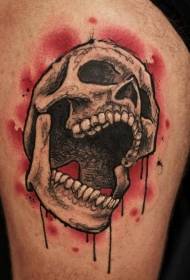 Ponurá lebka s červeným pozadím tetování vzorem
