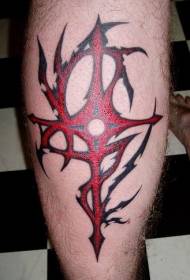 Tribal styl červený kříž tetování vzor