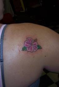 culore di spalla femminile stampa di tatuaggi di hibiscus chjucu