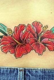 female waist color flower style tattoo pattern