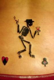 Gelukkig zwart schedel skelet tattoo patroon