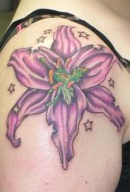 shoulder color lily pentagram tattoo pattern