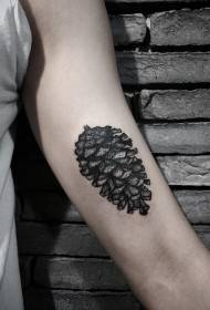 Black engraving style black pine cone tattoo pattern