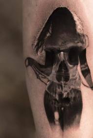 cool design zwarte man silhouet en schedel tattoo patroon