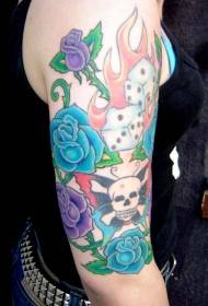 arm blue and purple rose with scorpion and scorpion tattoo pattern