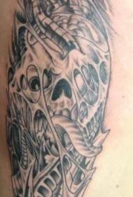 mechanical skullBlack tattoo pattern