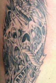 modèle de tatouage crâne mécanique noir