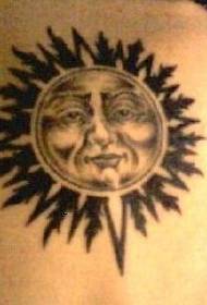 Black Sun and Face Tattoo Pattern