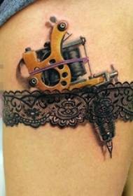 girls thighs painted lace and gun tattoo pictures