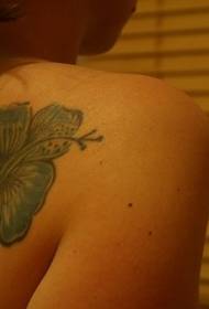 Back Light Blue Hibiscus Tattoo Pattern