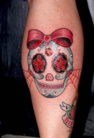 Bow Skull Tattoo Pattern with Bow