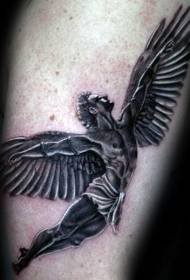 musta lentävä Icarus yksinkertainen tatuointi malli