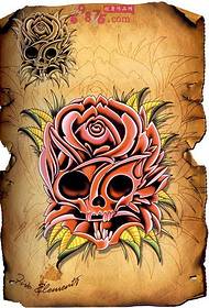Rožinės kaukolės asmenybės tatuiruotės rankraštinis paveikslėlis