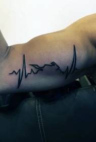Modello di tatuaggio nero con elettrocardiogramma all'interno dell'osso