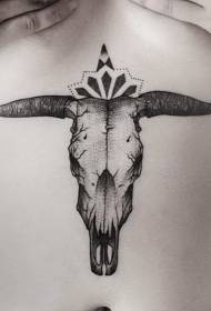 buik carving stijl zwarte stier schedel Tattoo patroon