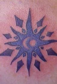 Minimalistic Blue Sun Totem Tattoo Pattern