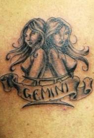 Zwei Mädchen schwarz Tattoo Muster