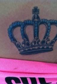 Crown tattoo pattern with blue pearls