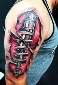 brazo masculino Pintado acuarela boceto dominante 3d rift imagen dominante del tatuaje