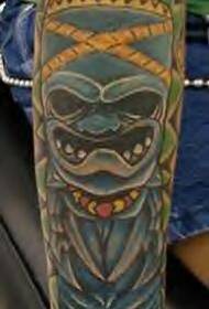 Arm Blue Indian Wind Totem Tattoo Model