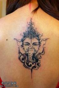 Neskaren atzera begiratuta elefante tatuaje eredua
