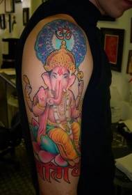 immagine del tatuaggio spalla colore elefante indiano dio