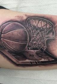 enkulu imfashini emnyama isitayela se-basketball net tattoo