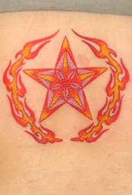 Good-looking Colored Pentagram Flame Tattoo Picture